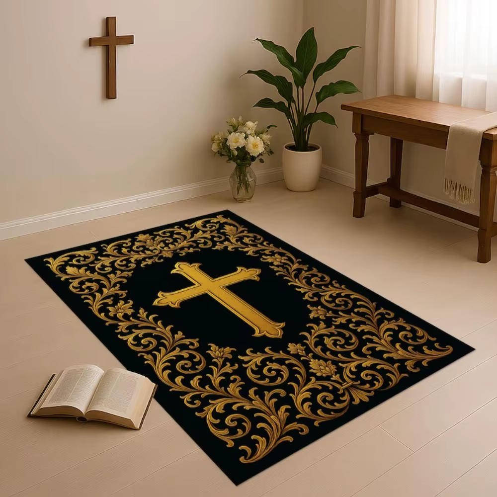 Tapis croisé Vintage, motif doré