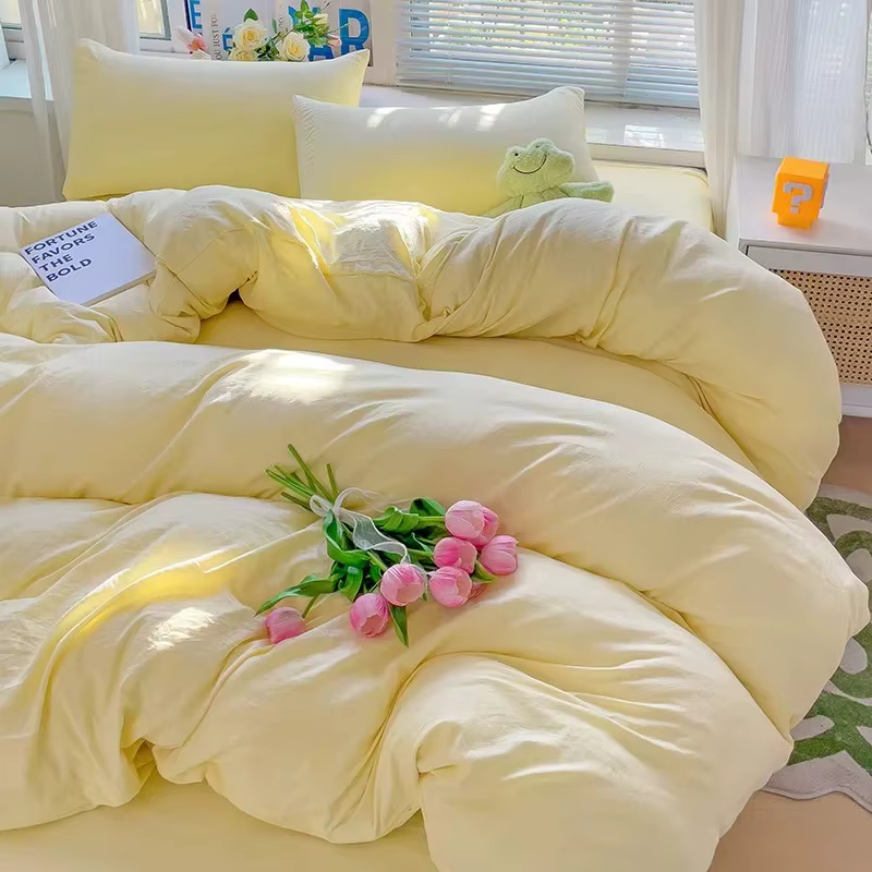 Parure de lit 4 pièces avec taies d'oreiller et drap