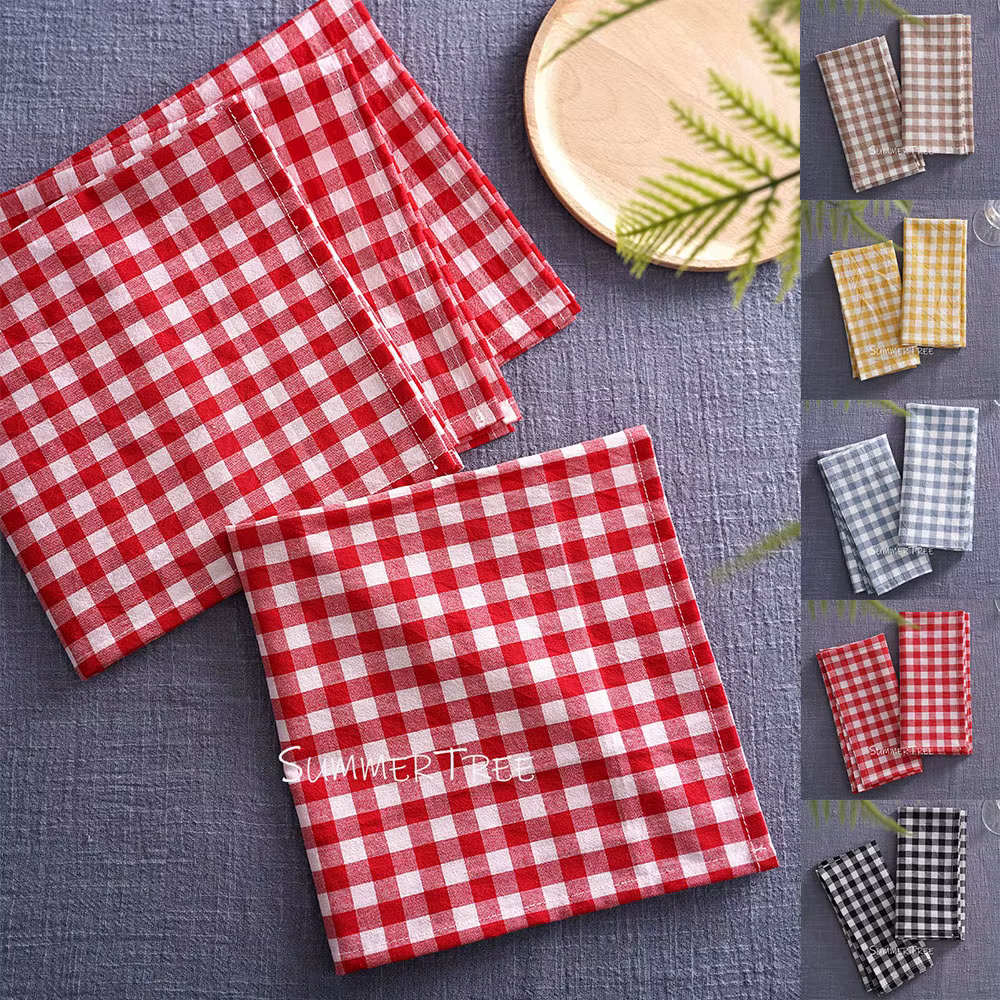Serviette de table en coton à carreaux 42x42cm