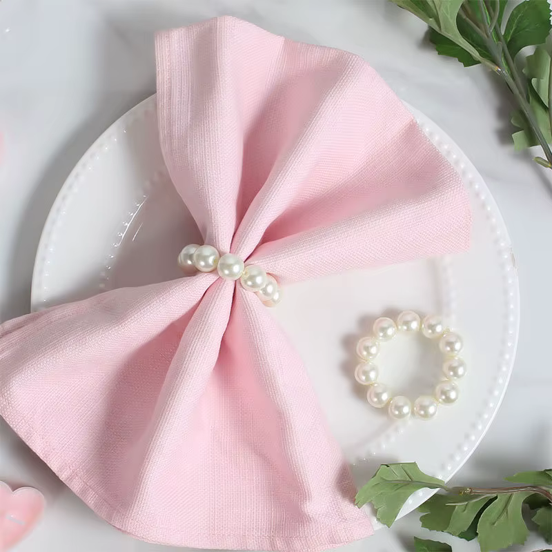 Ensemble de 12 ronds de serviette en Imitation de perles