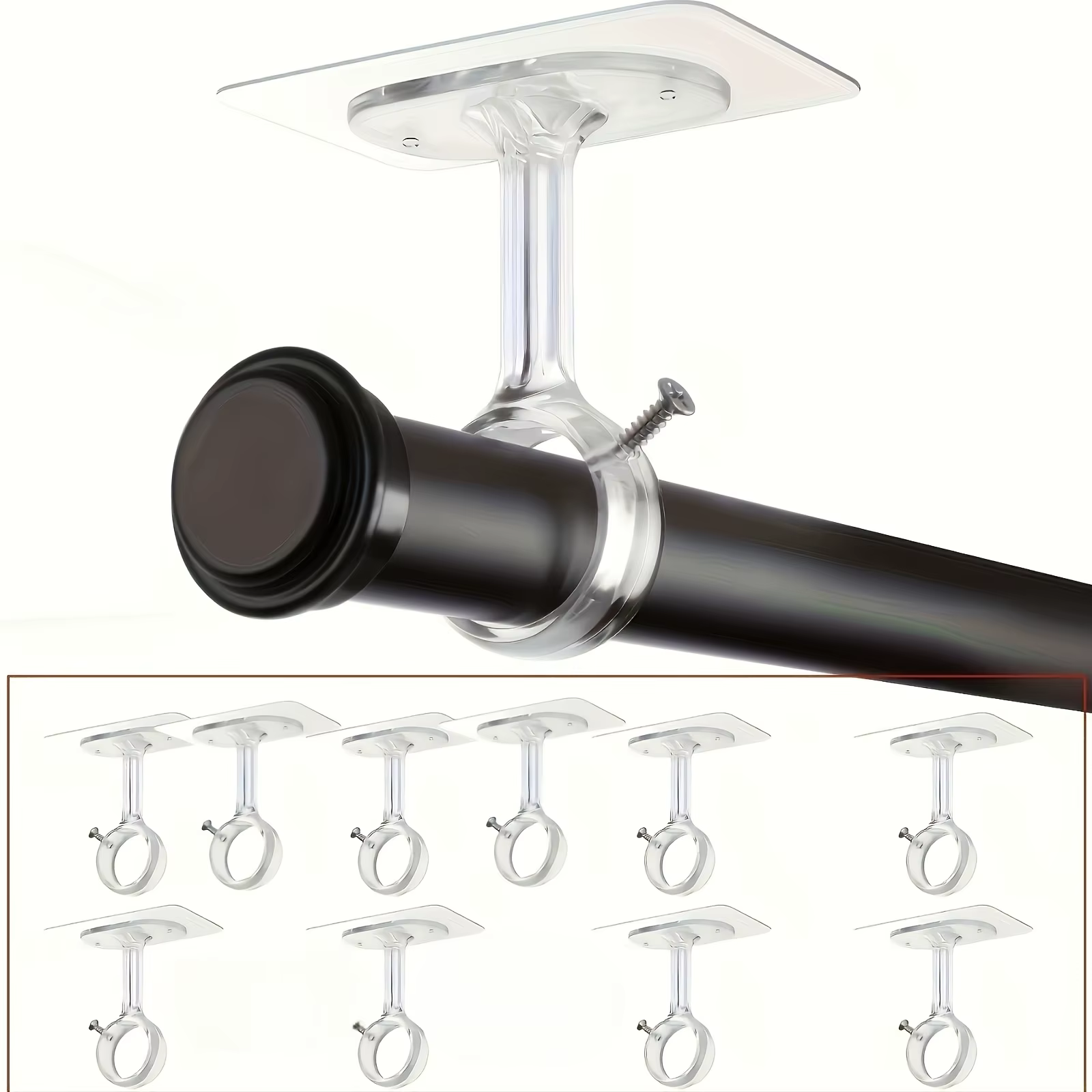 2 supports de tringle à rideau pour plafond