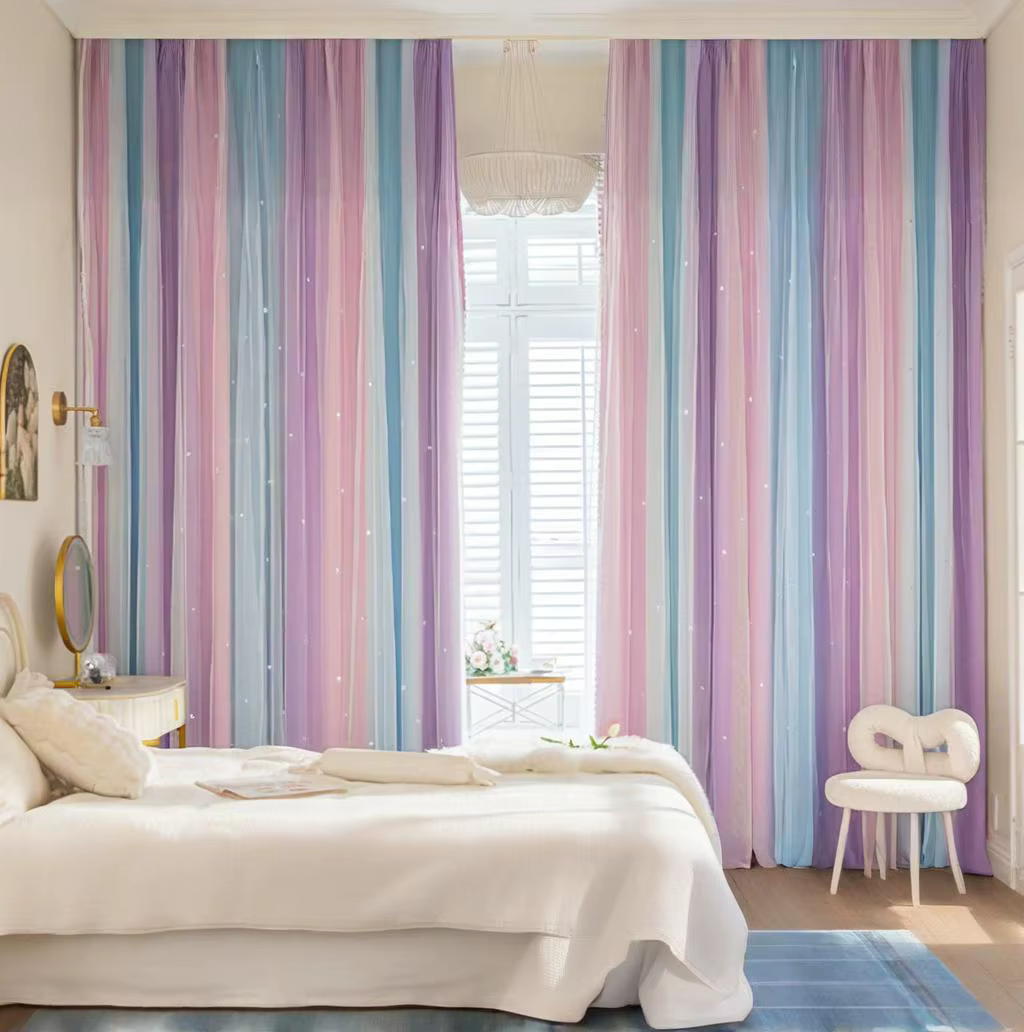 Rideaux arc-en-ciel colorés pour chambre à coucher