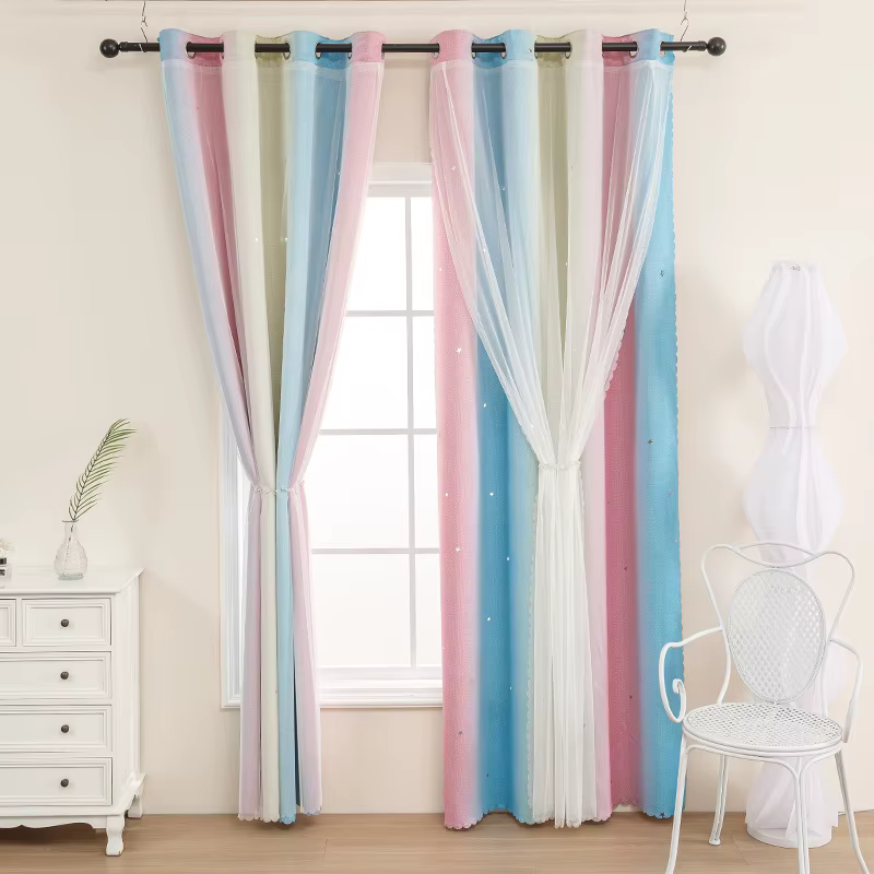 Rideaux perforés Double dégradé bleu rose