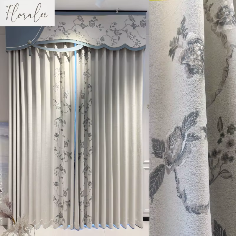 Rideaux brodés en Chenille pour salon
