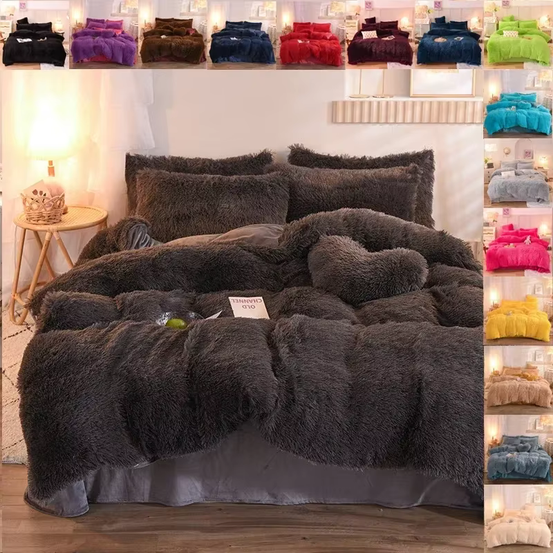 Ensemble de housse de couette en peluche luxueuse 3/4 pièces – Literie confortable et douce