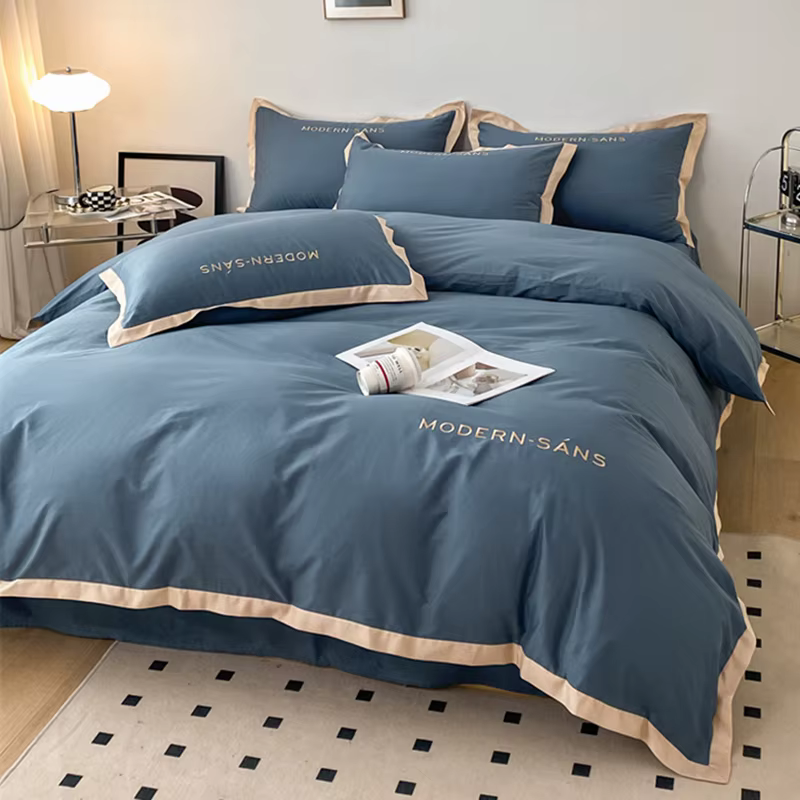 Ensemble de literie de haute qualité 100% coton avec housse de couette brodée