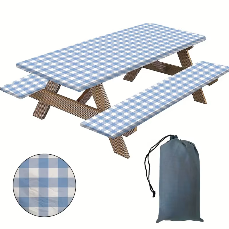 3 pièces/ensemble couverture de nappe à carreaux Durable-Patio extérieur pique-nique jardin Camping