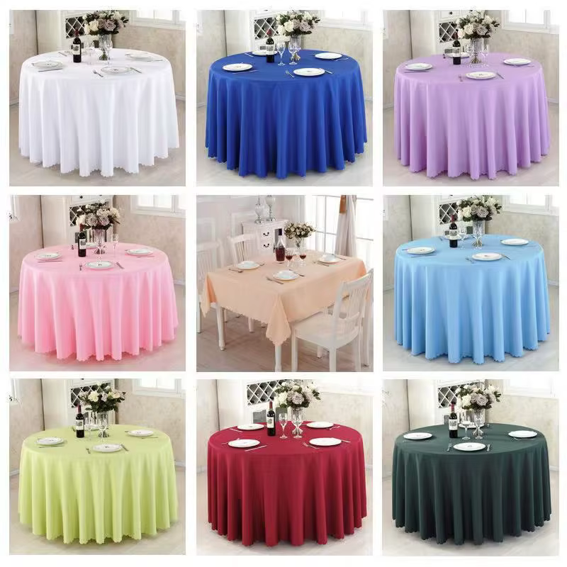 Nappe unie blanche, rectangulaire et ronde