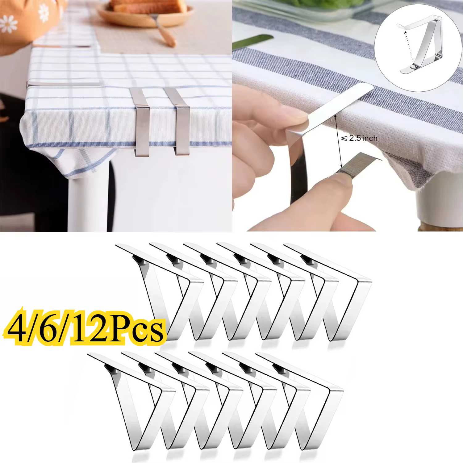 Pinces à nappe en acier inoxydable