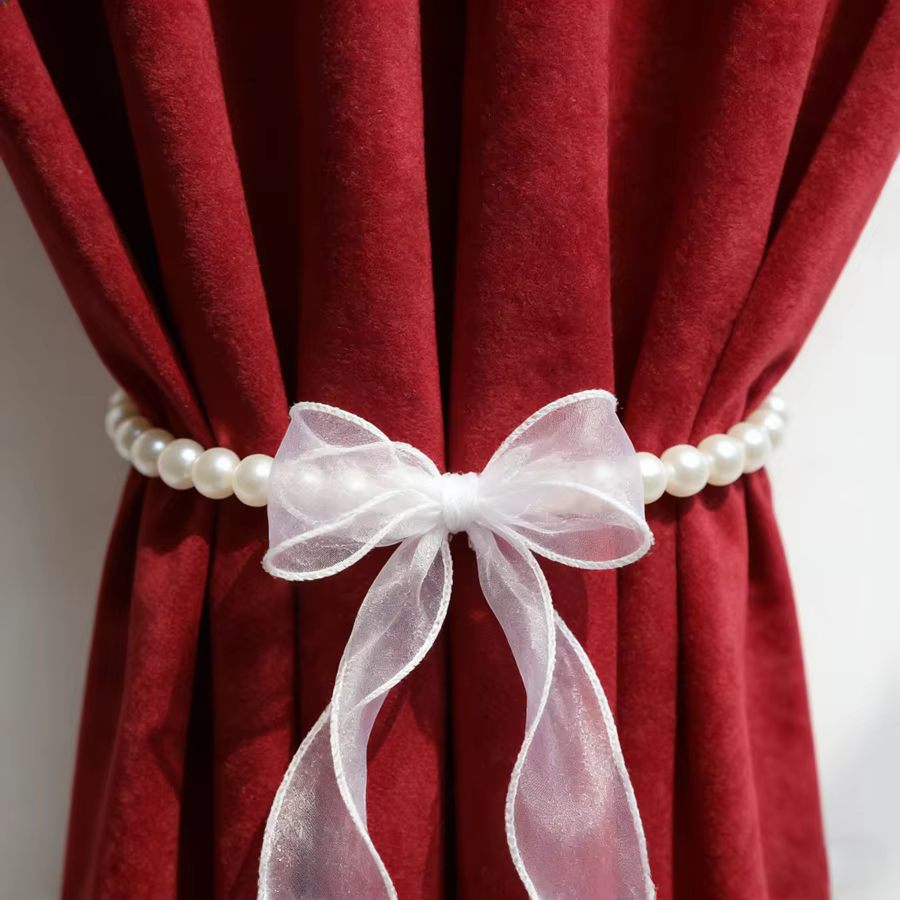 Attaches de rideaux de luxe en perles et nœuds