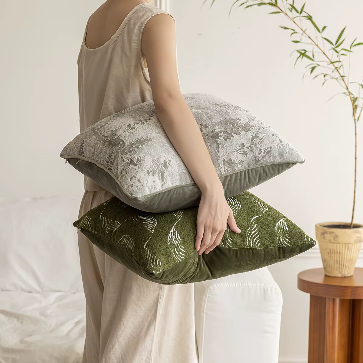 Juste de coussin Jacquard au design nordique