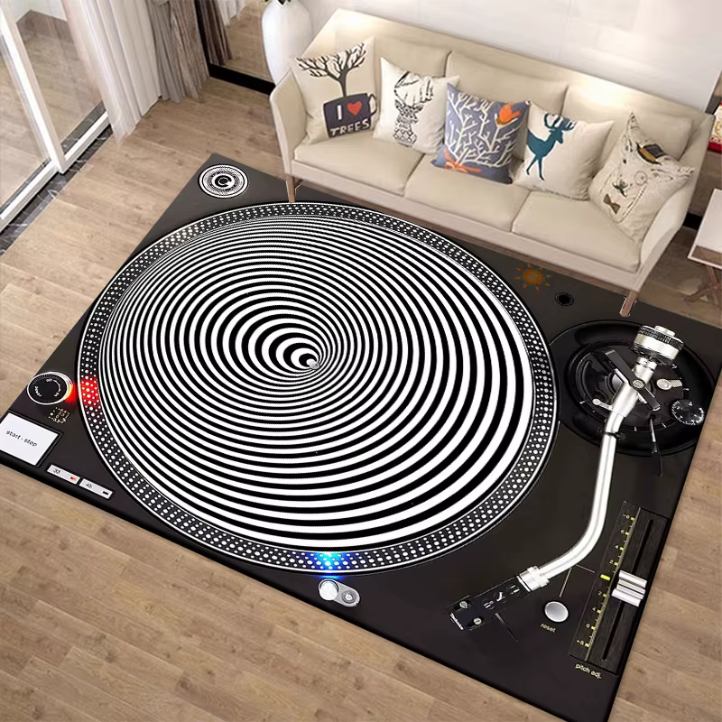 Tapis à motif lecteur de disques vinyles 1 pièce pour chambre