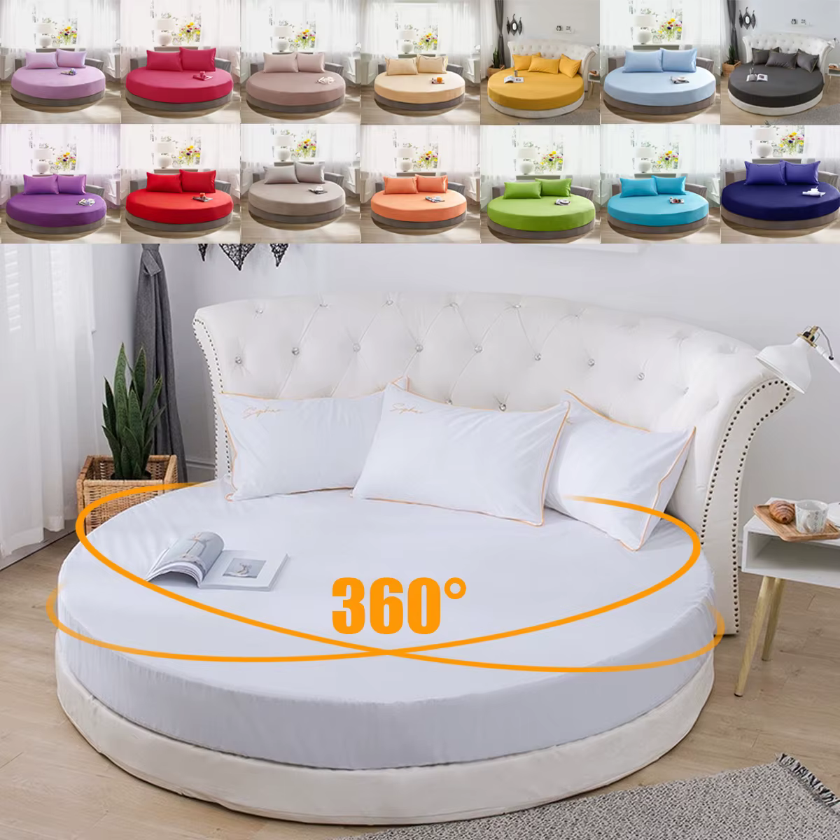 Drap-housse 100% coton pour matelas rond