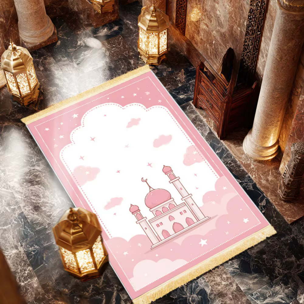 Tapis de prière islamique VIKAMA rose mignon