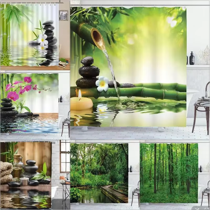 Rideau de douche Zen en bambou sans cadre