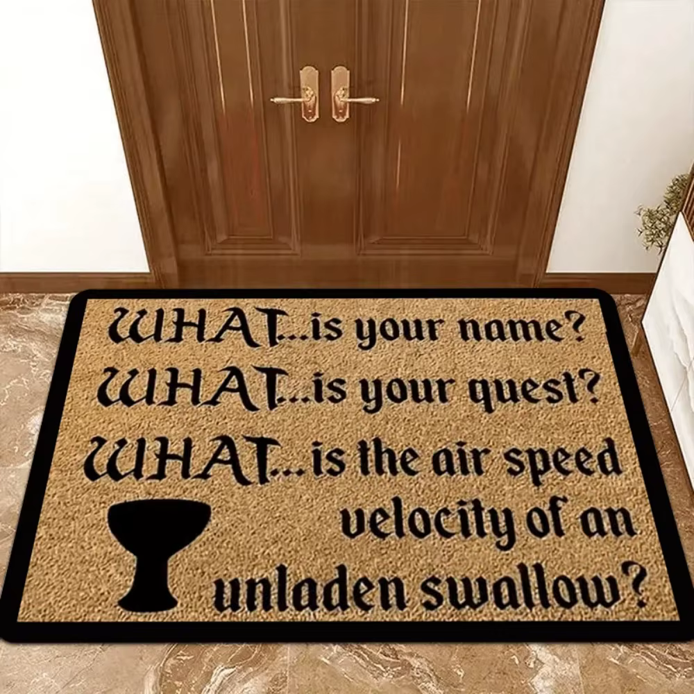 Tapis de bienvenue avec citation du Saint Graal de Monty Python
