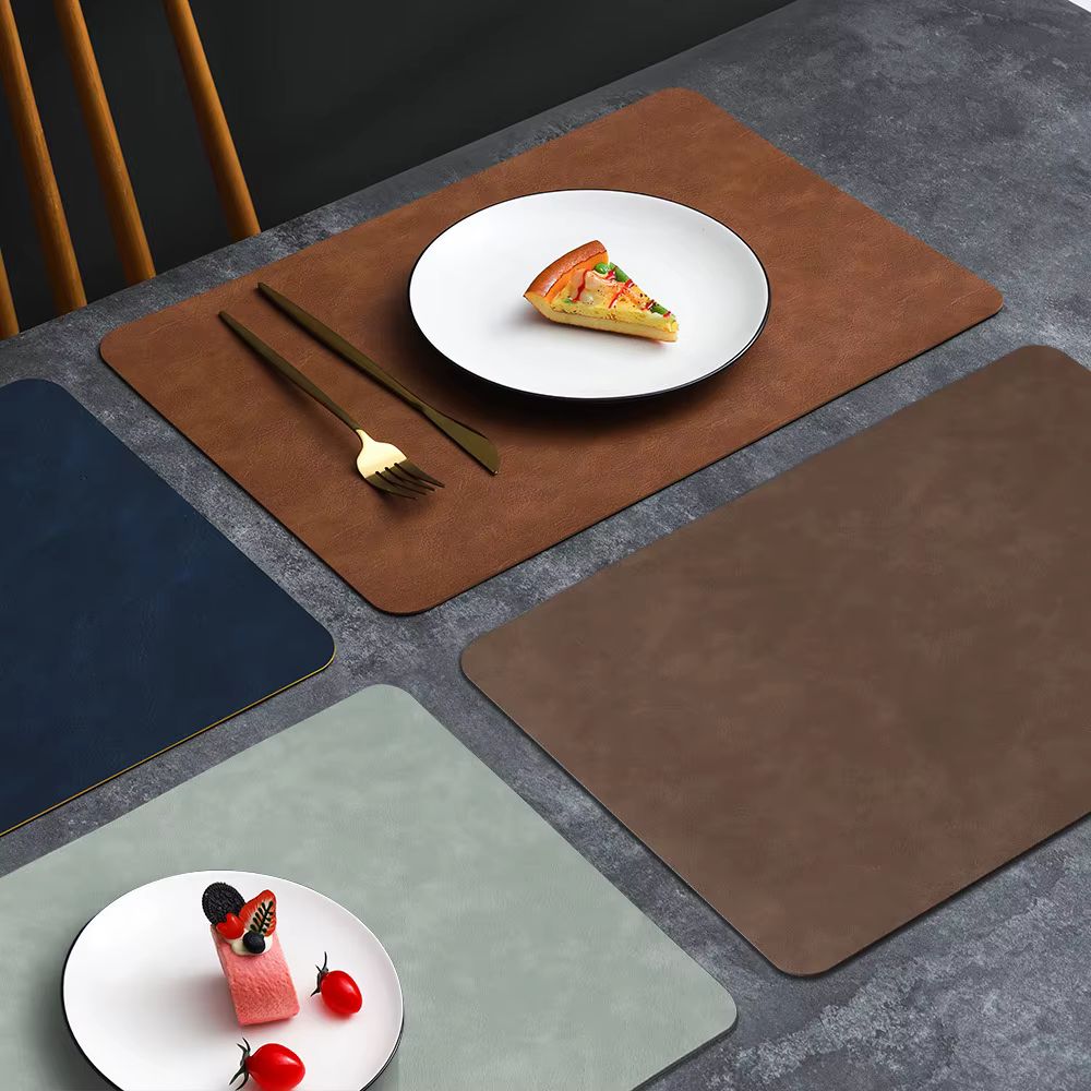 Set de table carré en cuir PU