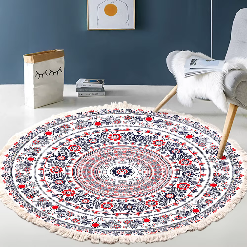 Tapis en coton et lin tissé à la main