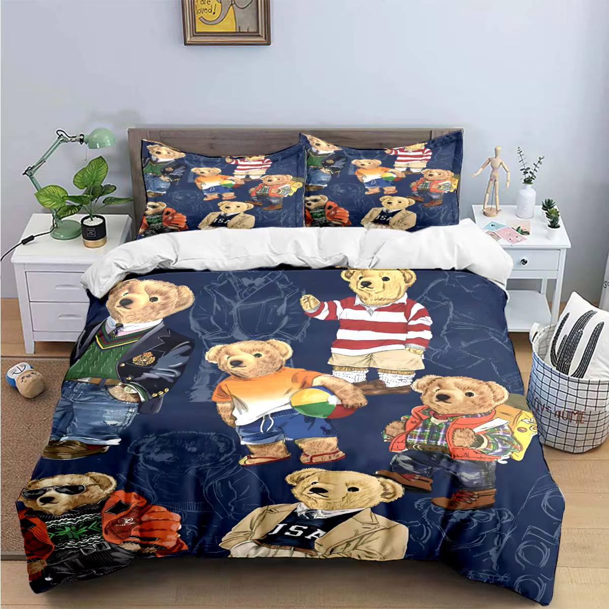 Offre spéciale mode ours ensemble de literie simple jumeau complet King Size mignon animaux linge de lit adultes adolescents chambre cadeau de luxe