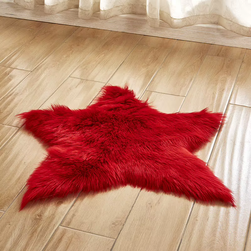 Tapis en fausse fourrure longue peluche Shaggy moelleux en forme d'étoile