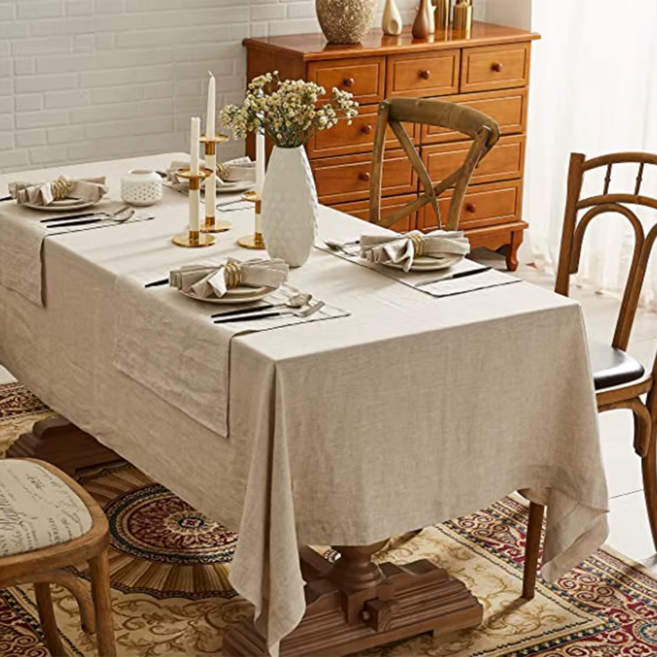 Nappe en pur lin 100%, couverture de table en tissu naturel