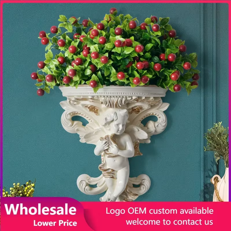 Décoration de chambre Style européen ange sculpture tenture murale pot de fleur décor Vintage