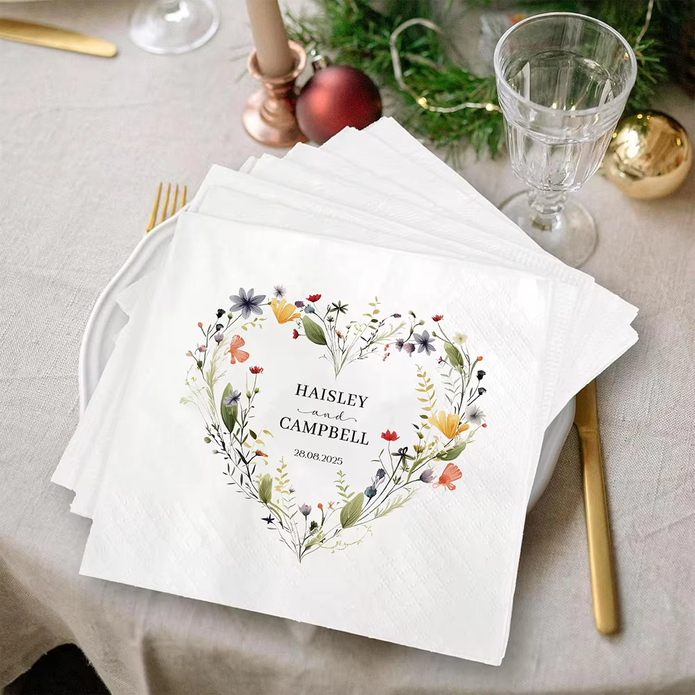 Serviettes de Cocktail personnalisées en fleurs sauvages
