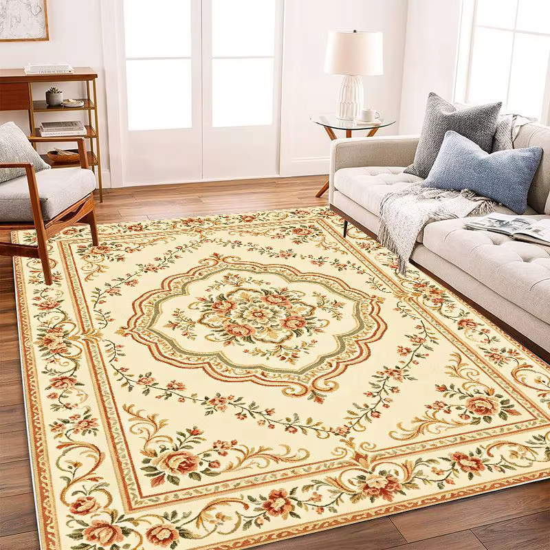 Tapis rétro à fleurs de rose orientale