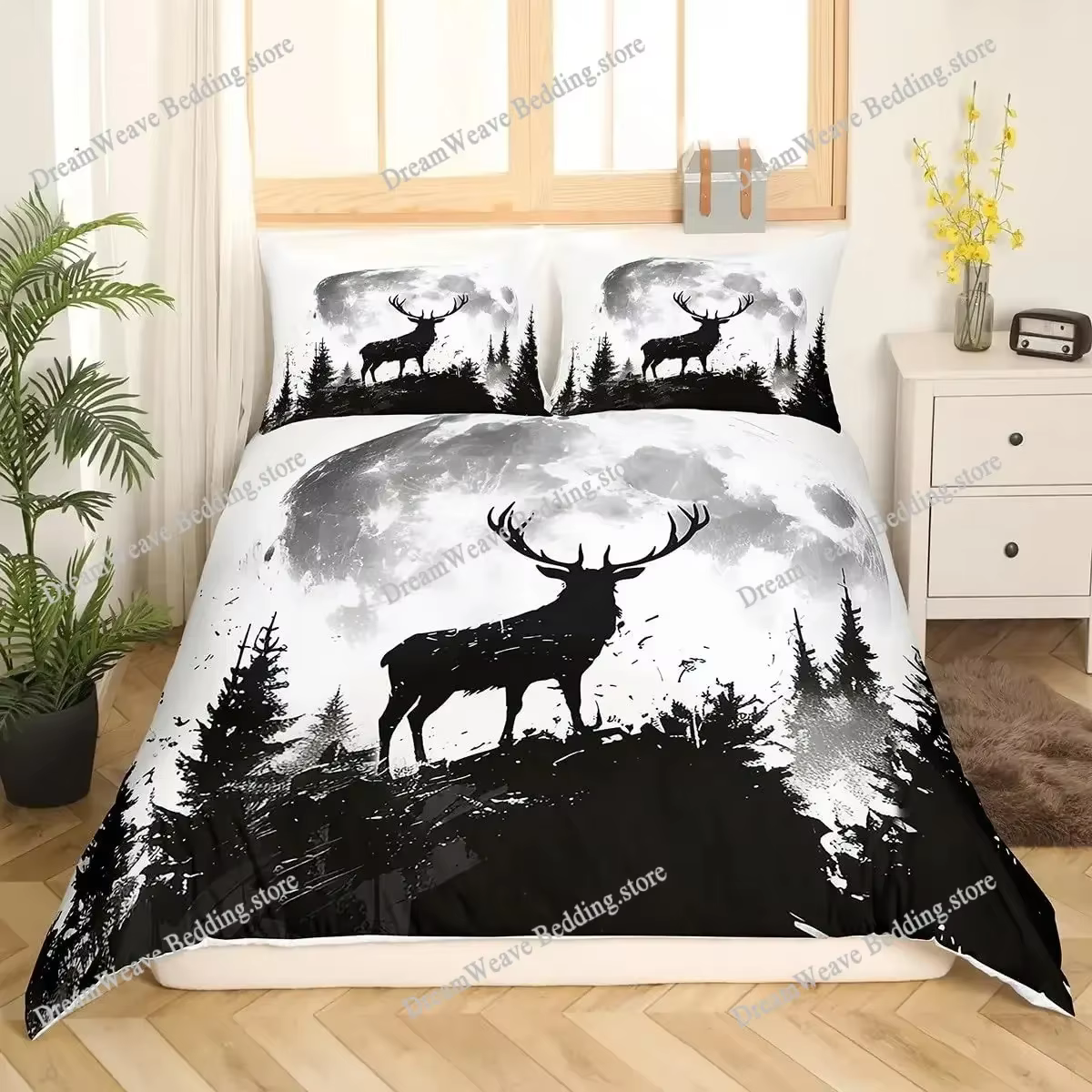 Housse de couette motif cerf et élan
