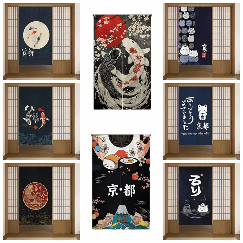Rideau de porte en lin japonais