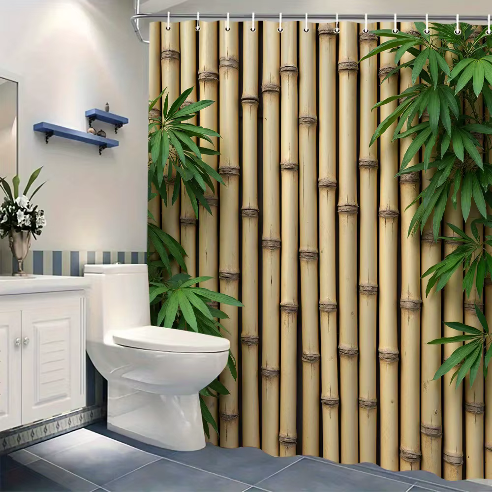 Rideau de douche imperméable forêt de bambou