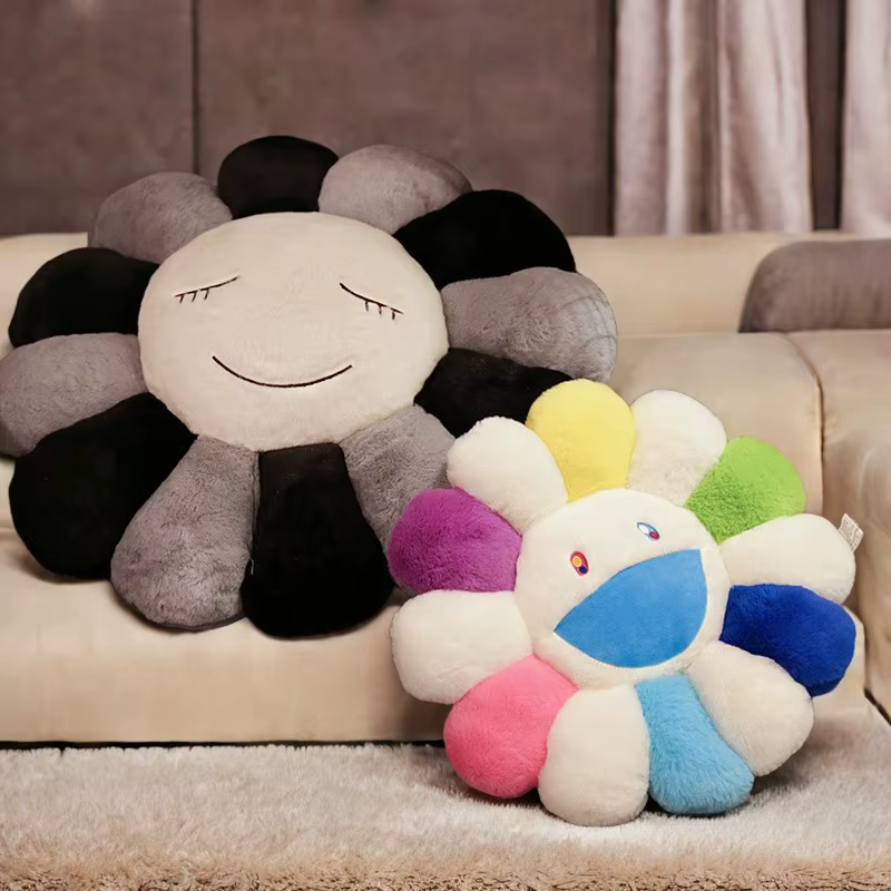 Coussin en peluche tournesol douillet