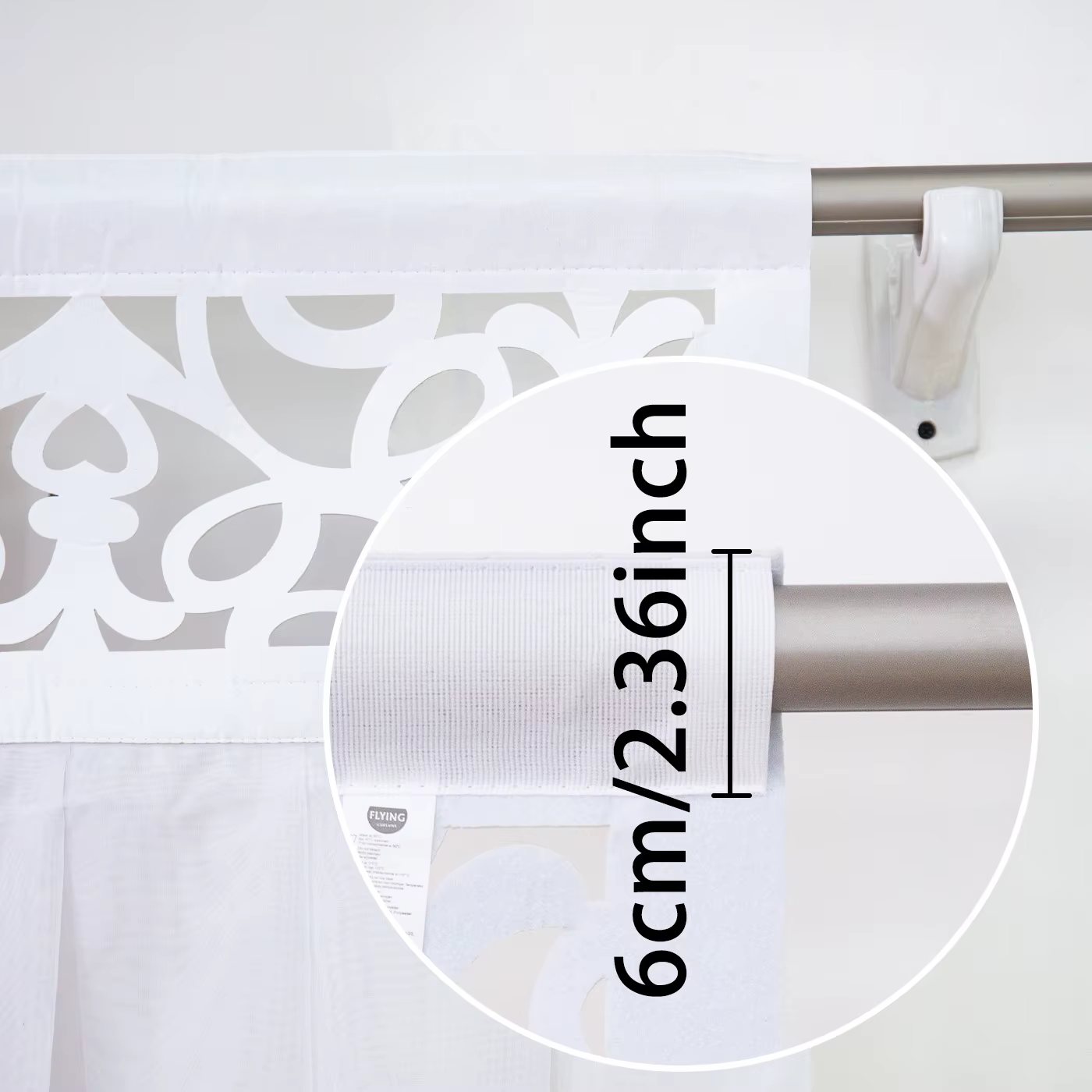 1 rideau blanc transparent avec panneau ajouré