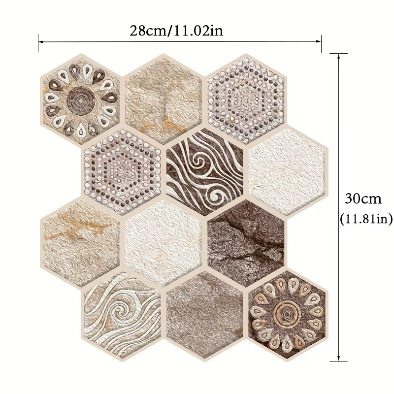 Autocollant mural en vinyle Hexagonal 3D
