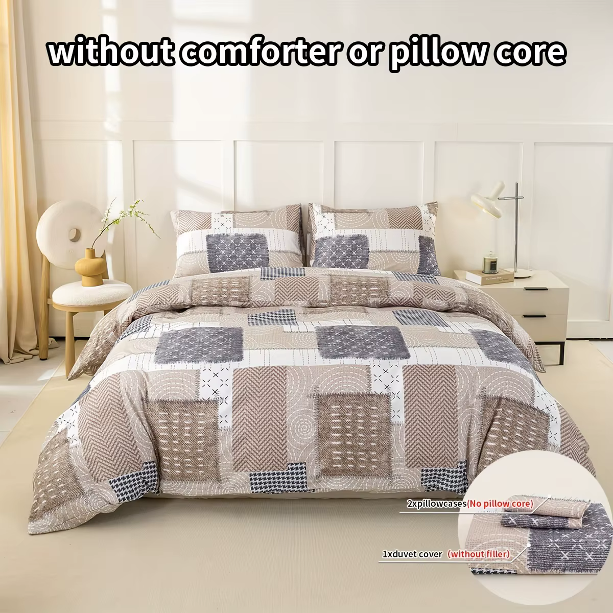 Ensemble de housse de couette imprimé motif Patchwork Chic