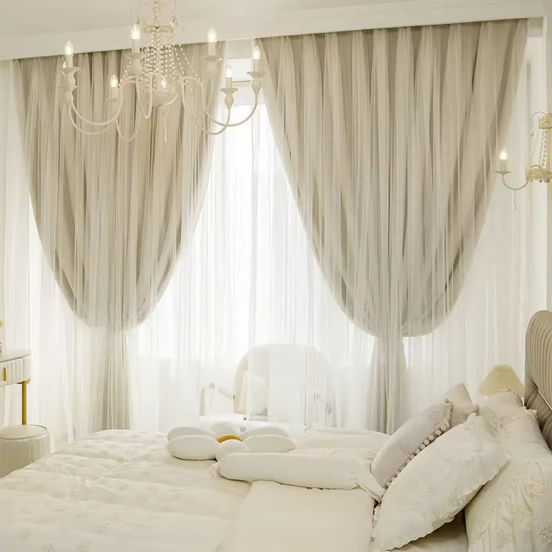 Tissu gaze intégré rideau moderne Simple occultant chambre salon rideaux rêve princesse fille