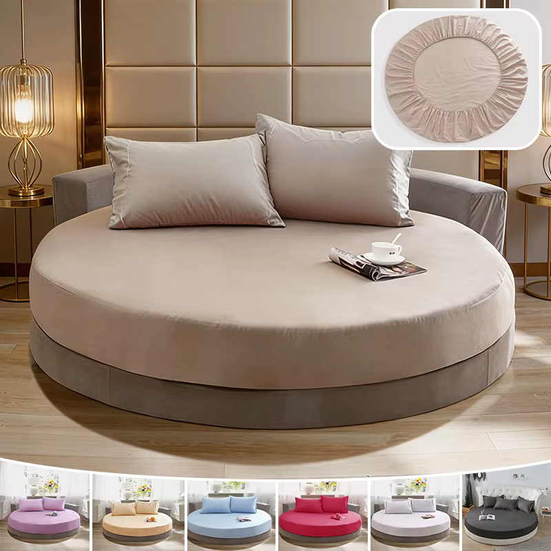 Drap-housse rond 100 % coton qualité hôtelière avec bande élastique 200/220 cm