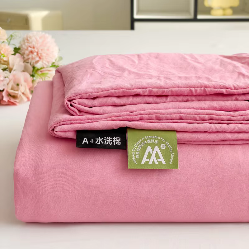 Drap plat en coton lavé pour lit Double