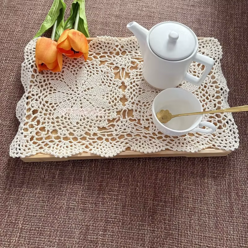 Set de table rectangulaire en crochet fait main – Style scandinave et américain