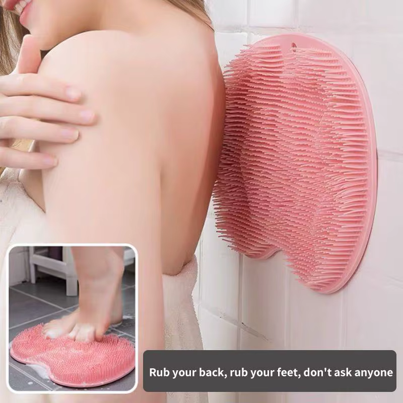 Tapis de douche mural exfoliant pour les pieds – Nettoyeur de dos avec ventouses