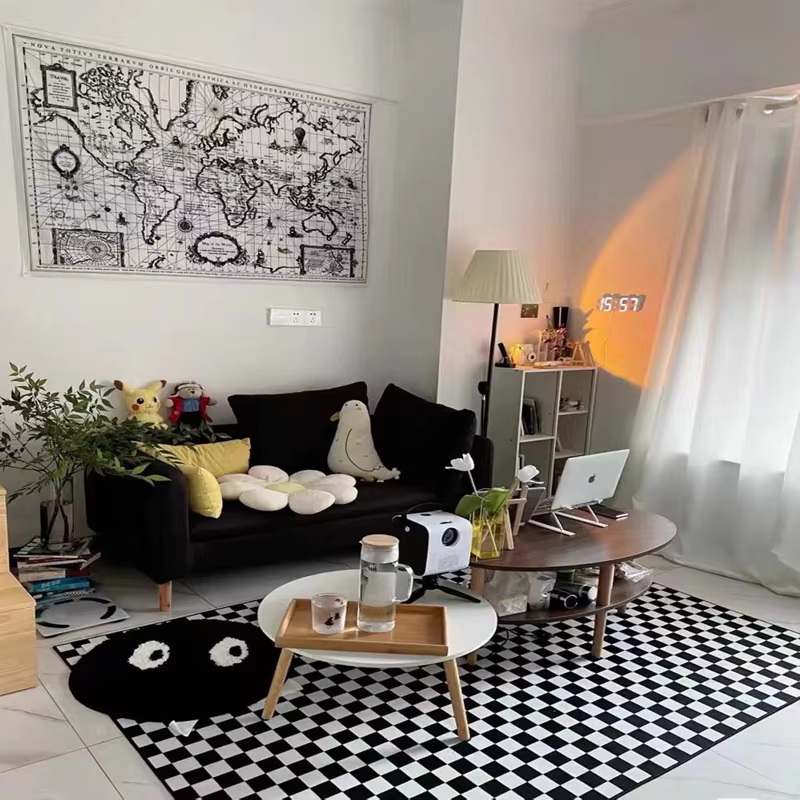 Tapis à carreaux en damier pour salon marocain