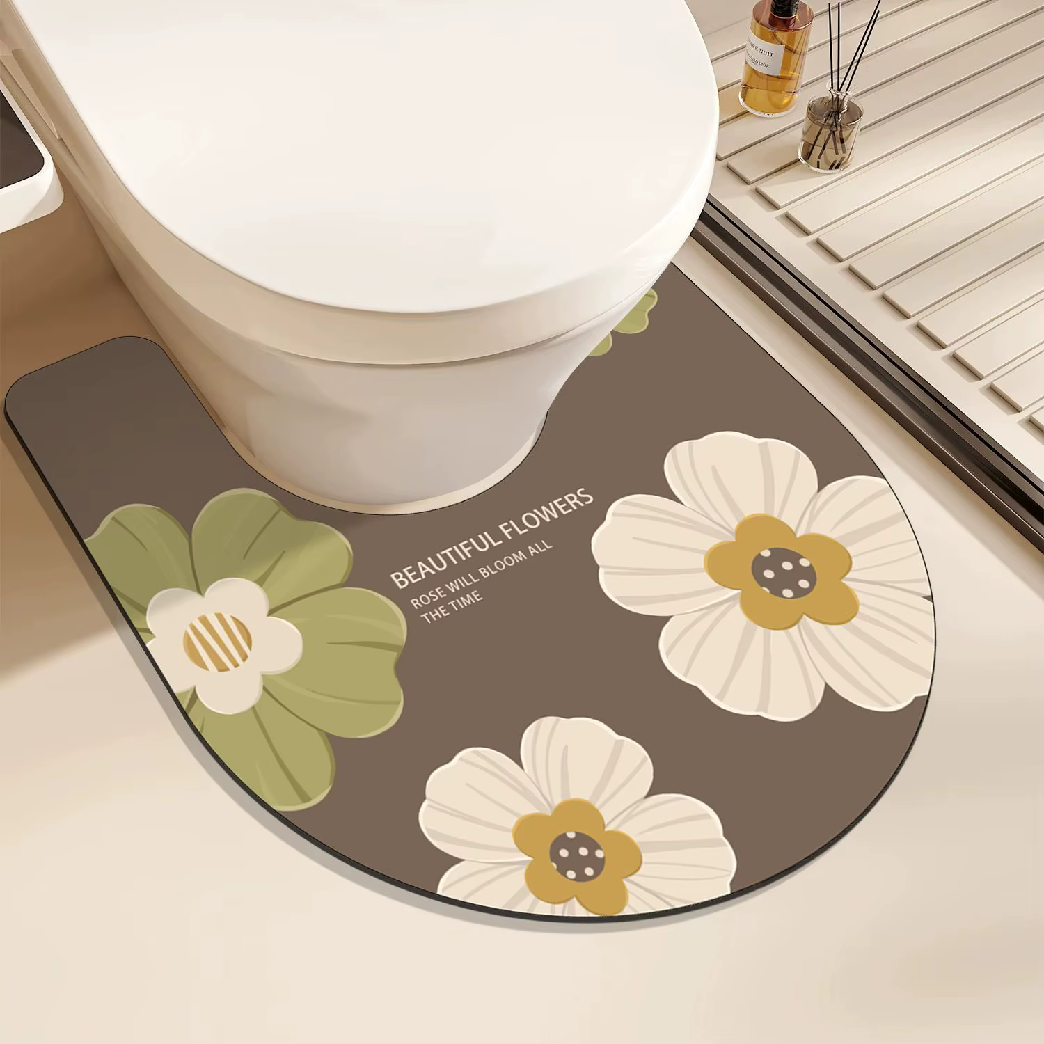 Tapis de sol en terre de diatomée pour salle de bain