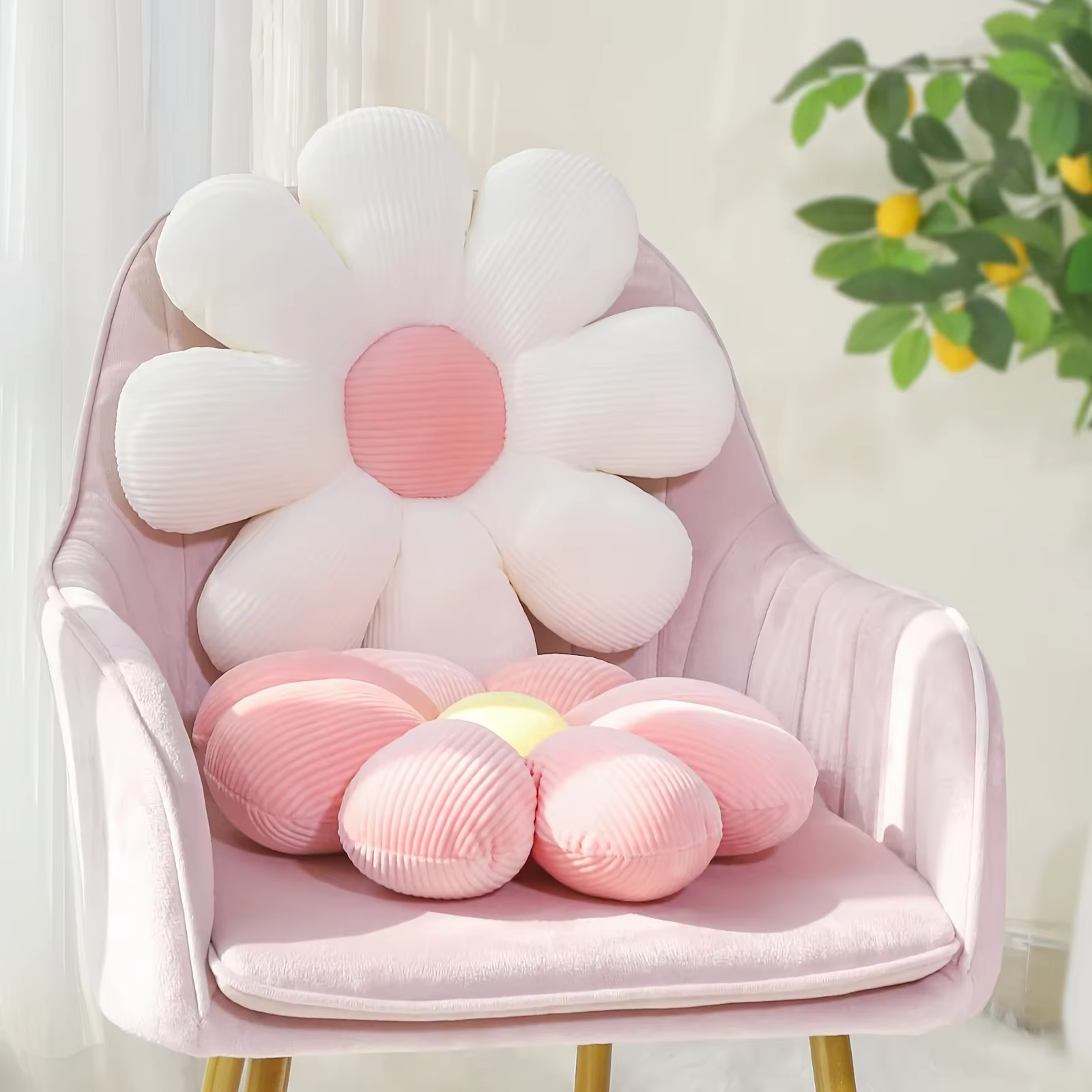 Coussin de sol circulaire en tissu doux et moelleux pour chaise de bureau