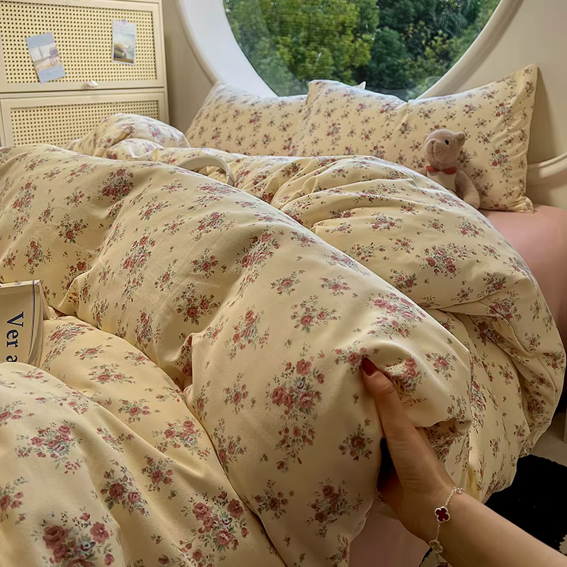 Juste de couette douce de style floral pour filles