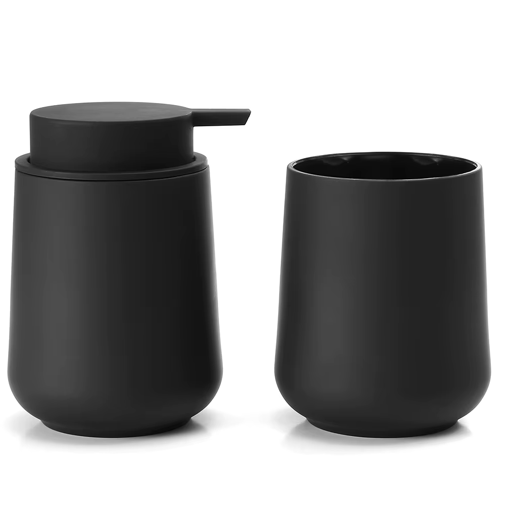 Ensemble d'accessoires de salle de bain – Distributeur de savon et tasse 2 pièces pour décoration de vanité