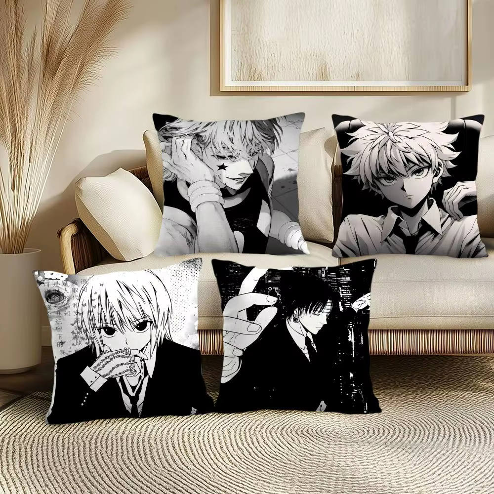 H-hunter x hunter Housse de coussin en peluche courte et douce