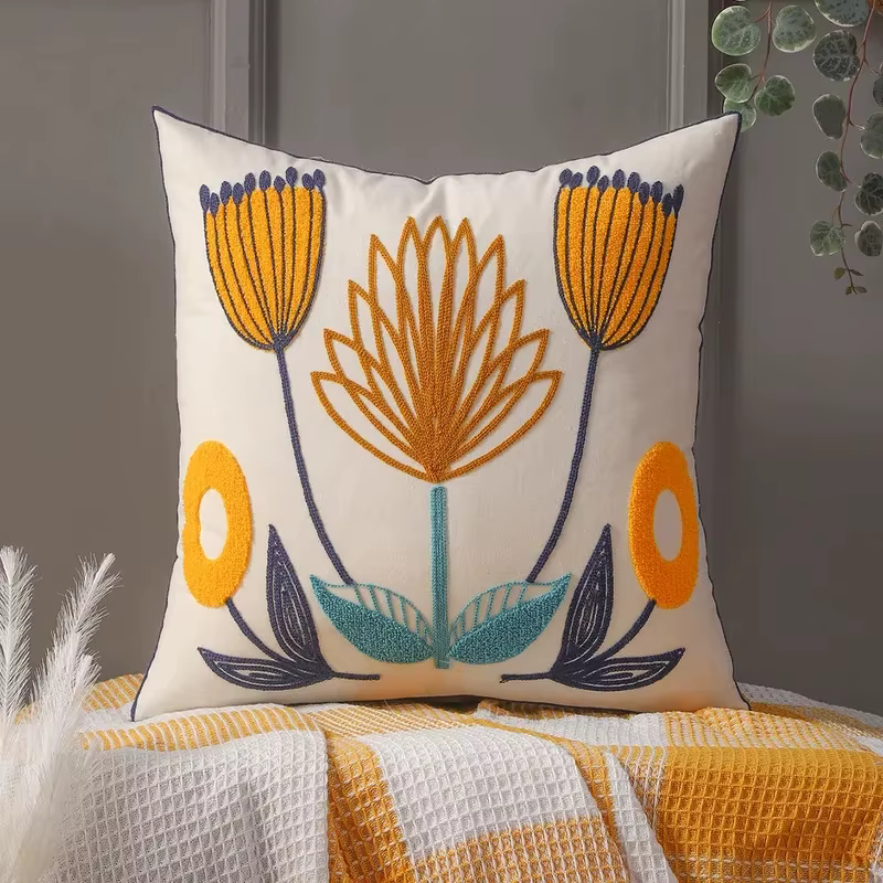VIKAMA Housse de coussin florale nordique