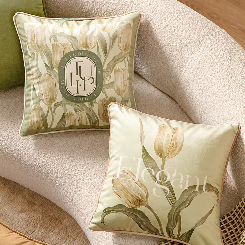 Housse de coussin en velours floral pour la décoration de la maison