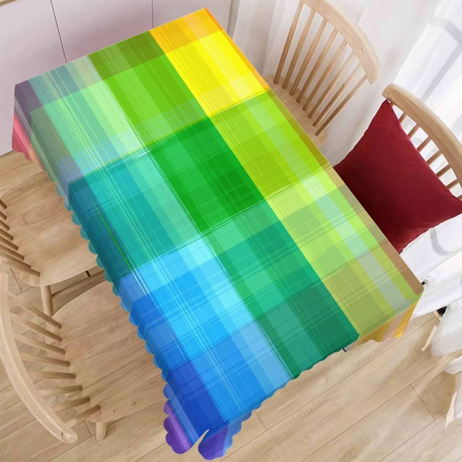 Nappe rectangulaire à carreaux arc-en-ciel