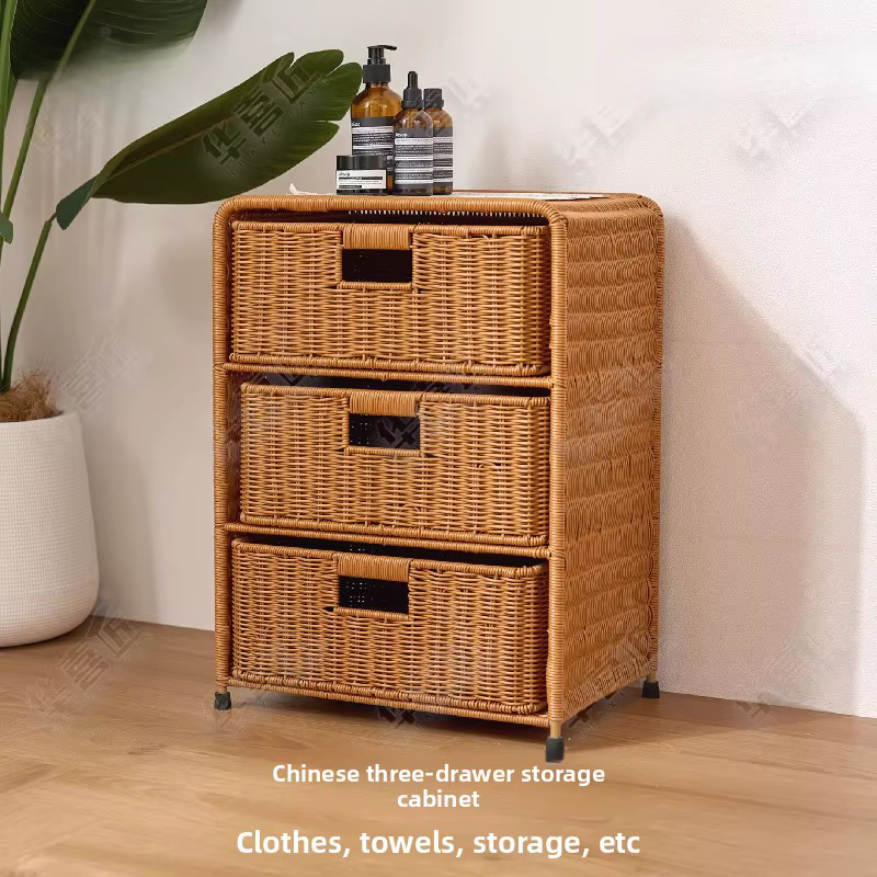 Armoire de rangement à trois niveaux de Style rotin